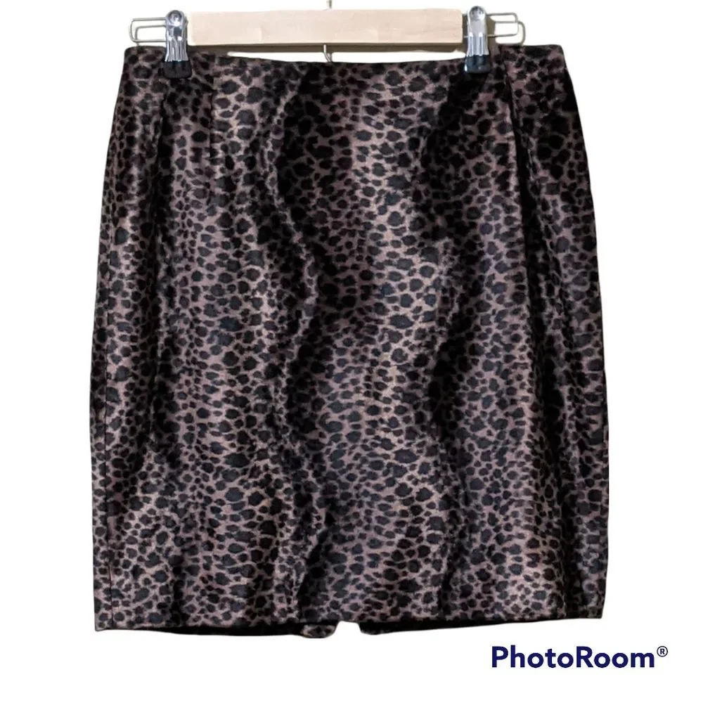 Vintage Alex Garfield leopard print skirt faux fur velveteen Boho punk s…
